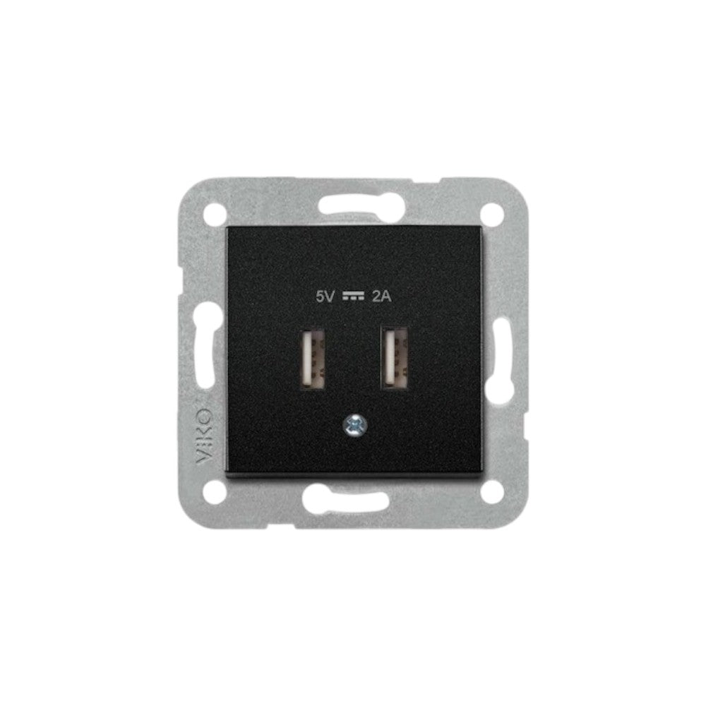 N/T Siyah USB Şarj Prizi Mekanizma+Düğme