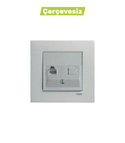 N/T Gümüş Nümeris Telefon Prizi CAT-3 Mekanizma+Düğme