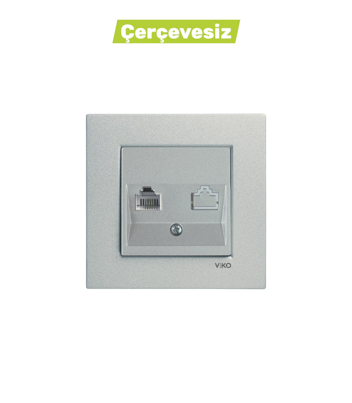 N/T Gümüş Nümeris Telefon Prizi CAT-3 Mekanizma+Düğme