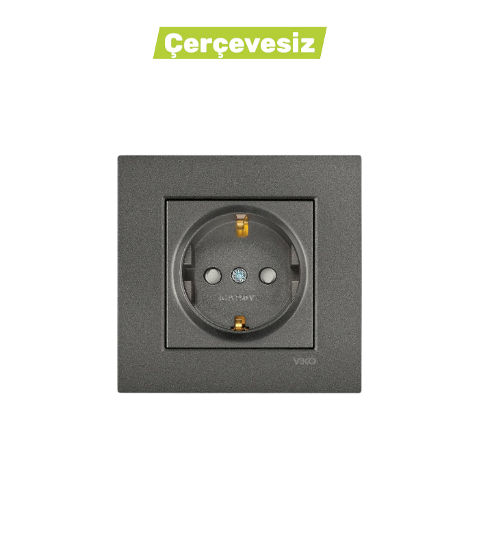 N/T Füme Topraklı Priz Ç.K Mekanizma+Düğme