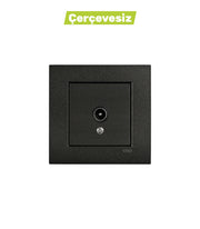 N/T Siyah Uydu Prizi F Konnektörlü Geçişli Mekanizma+Düğme