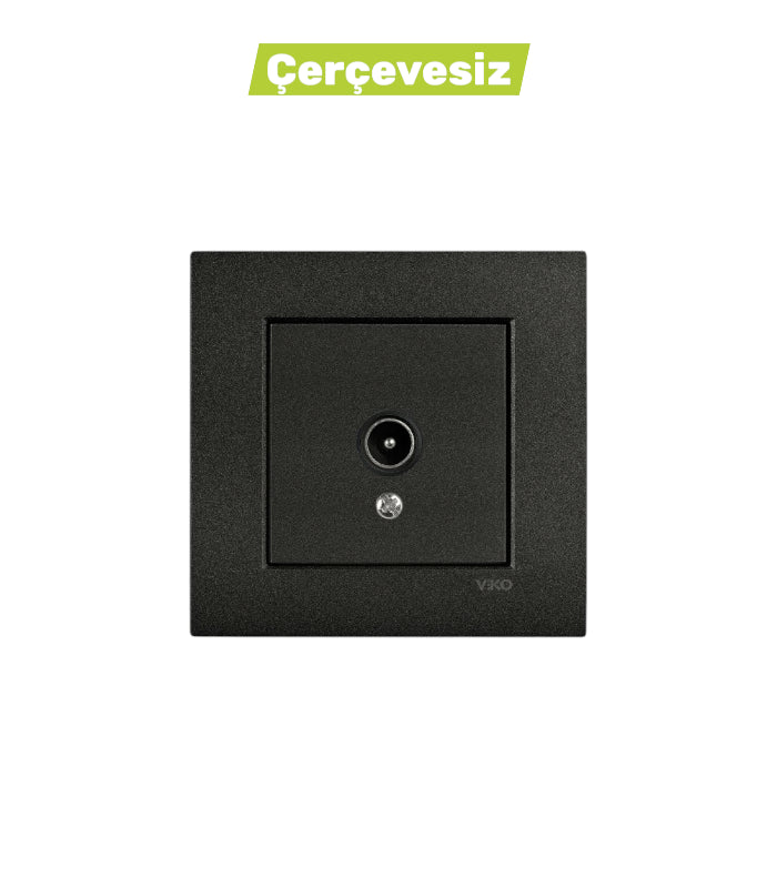 N/T Siyah Uydu Prizi F Konnektörlü Sonlu Mekanizma+Düğme