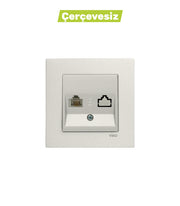 N/T Met. Beyaz Tekli Data Prizi CAT-6 Mekanizma+Düğme