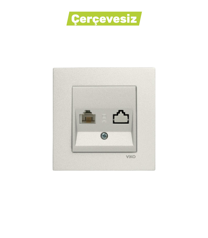 N/T Met. Beyaz Nümeris Telefon Prizi CAT-3 Mekanizma+Düğme