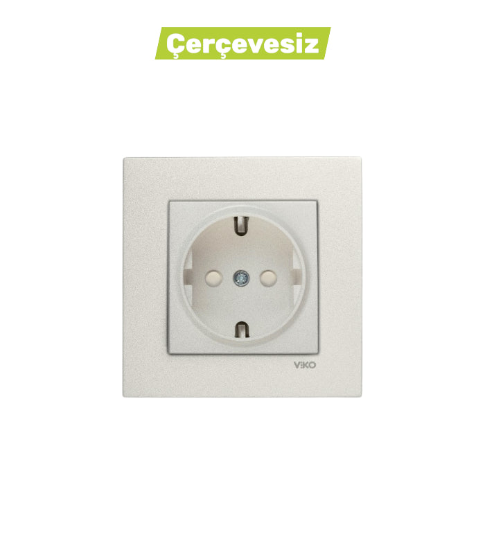 N/T Met. Beyaz Topraklı Priz Ç.k Mekanizma + Düğme