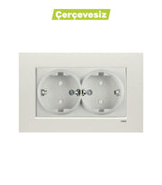 N/T Met. Beyaz 2'li Topraklı Priz Mekanizma+Düğme