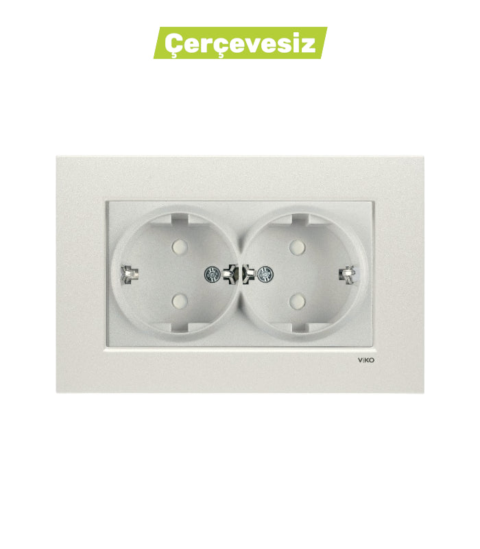 N/T Met. Beyaz 2'li Topraklı Priz Mekanizma+Düğme