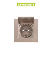 N/T Antrasit Kapaklı Topraklı Priz Mekanizma+Düğme
