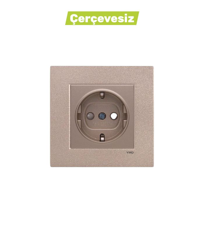 N/T Antrasit Topraklı Priz Ç.K Mekanizma+Düğme