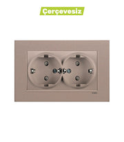 N/T Antrasit 2'li Topraklı Priz Mekanizma+Düğme