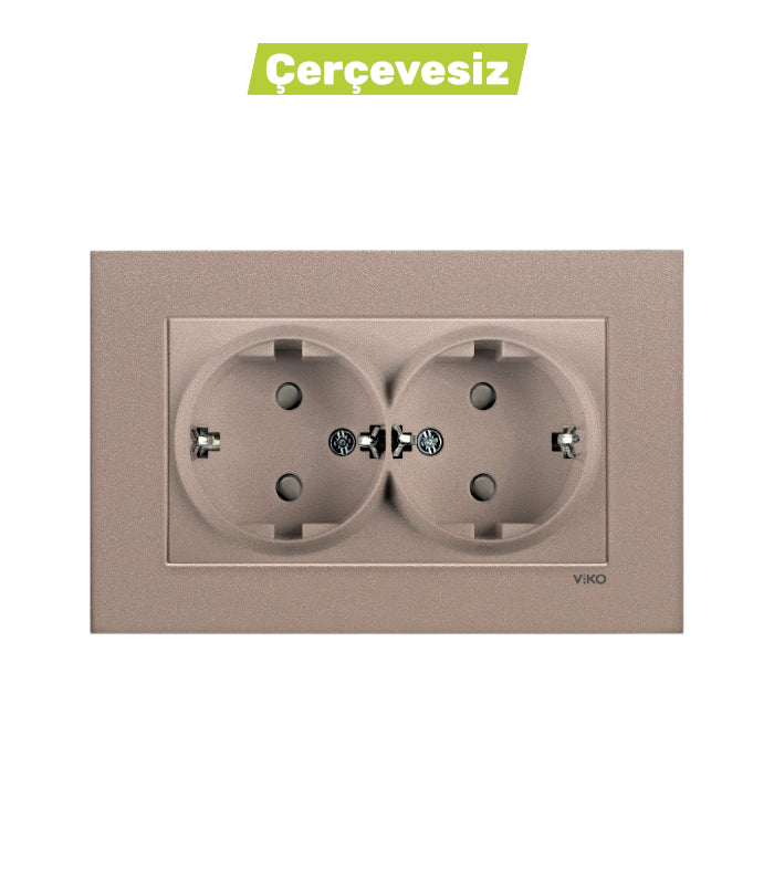 N/T Antrasit 2'li Topraklı Priz Mekanizma+Düğme