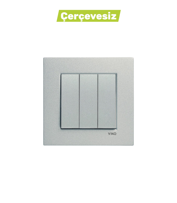 N/T Gümüş 3'lü Anahtar Mekanizma + Düğme
