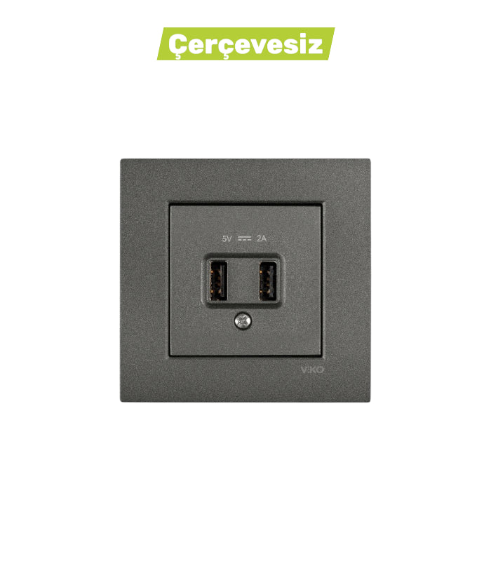 N/T Füme USB Şarj Prizi Mekanizma+Düğme