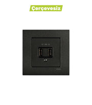 N/T Siyah USB Şarj Prizi Mekanizma+Düğme