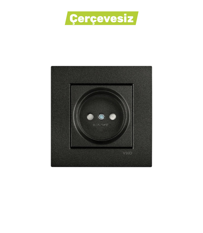 N/T Siyah Topraklı Priz Ç.K Mekanizma+Düğme