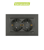 N/T Füme 2'li Topraklı Priz Mekanizma+Düğme