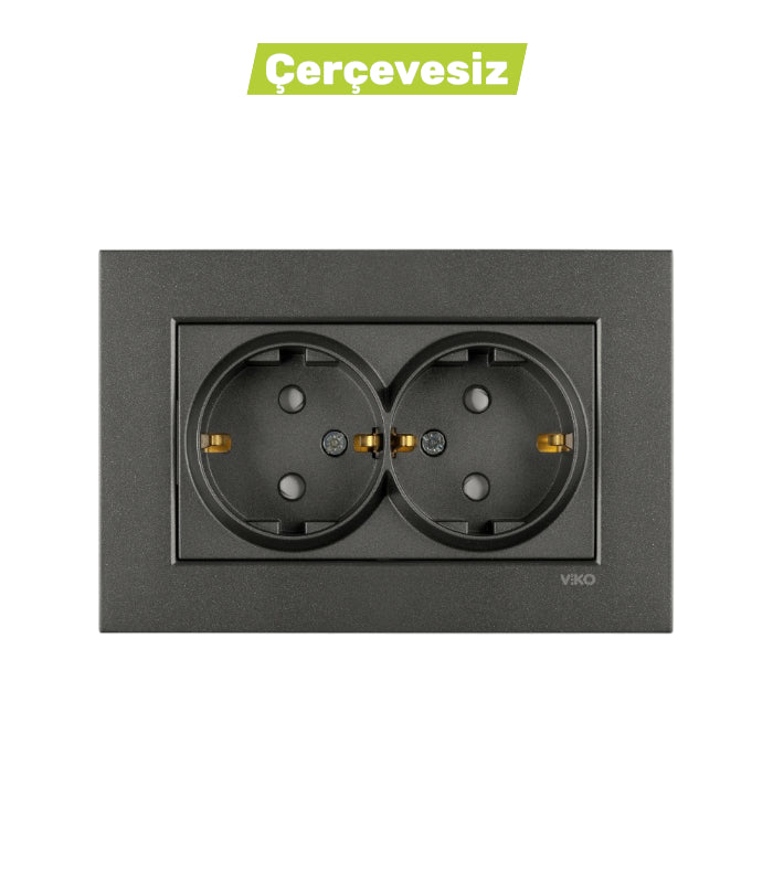N/T Füme 2'li Topraklı Priz Mekanizma+Düğme