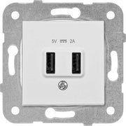 N/T Met. Beyaz USB Şarj Prizi Mekanizma+Düğme