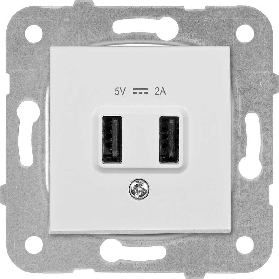 N/T Met. Beyaz USB Şarj Prizi Mekanizma+Düğme