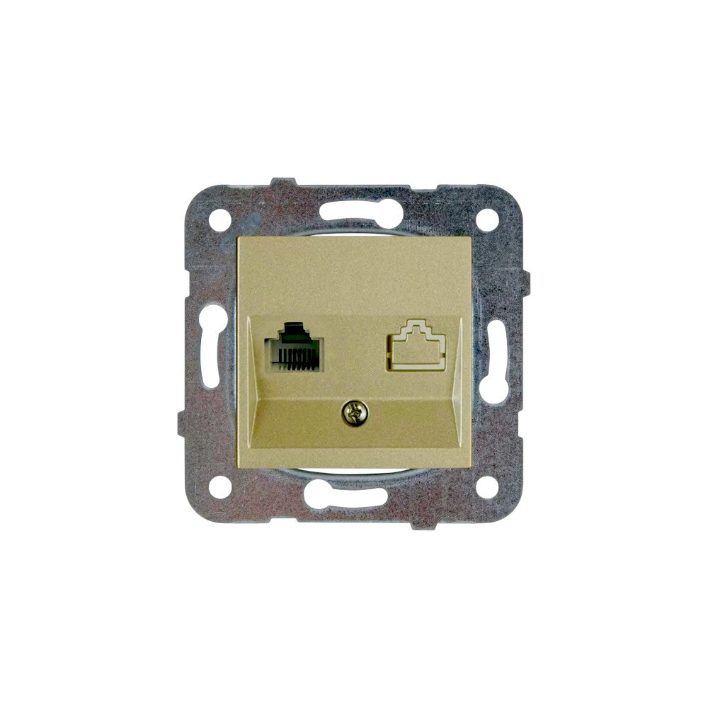 N/T Bronz Tekli Data Prizi CAT-6 Mekanizma+Düğme