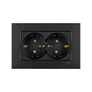 N/T Siyah 2'li Topraklı Priz Mekanizma+Düğme