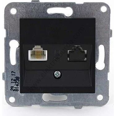 N/T SİYAH NÜMERİS TELEFON PRİZİ CAT-3 MEKANİZMA+DÜĞME