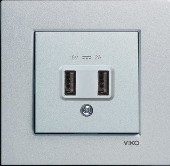 N/T GÜMÜŞ USB ŞARJ PRİZİ MEKANİZMA+DÜĞME