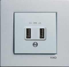 N/T GÜMÜŞ USB ŞARJ PRİZİ MEKANİZMA+DÜĞME